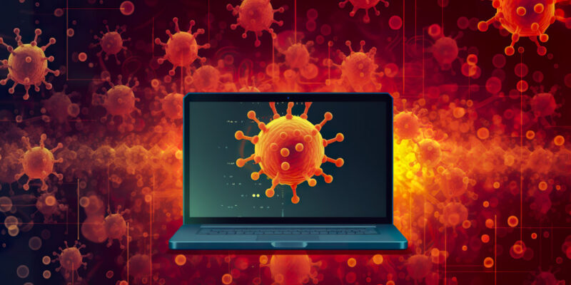 virus on laptop screen