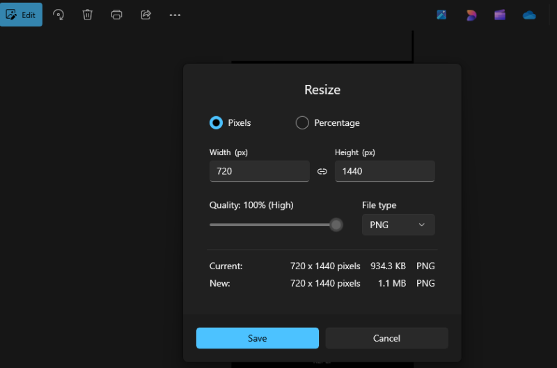 Resize Image Before Uploading Onedrive