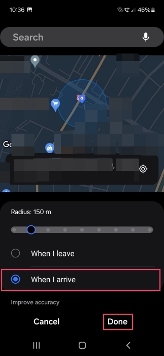 Setting home location when creating new Samsung Bixby Routine.