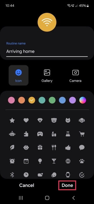 Naming new Samsung Bixby Routine. 