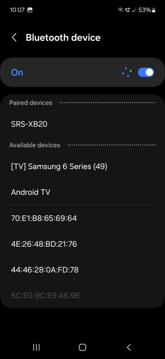 Finding and selecting Bluetooth device when creating new Samsung Bixby Routine.