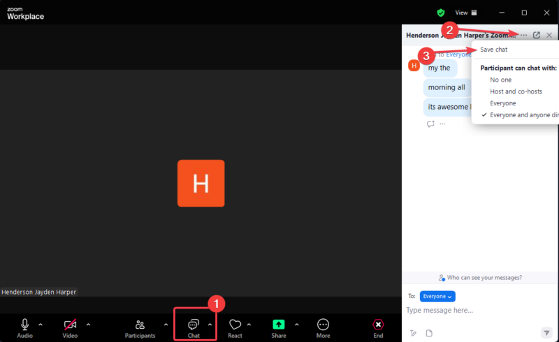 Save Zoom Chat Desktop