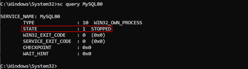 check service status with sc