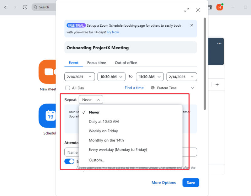 Set Up Recurring Meeting