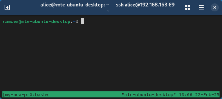 A terminal showing the guest user joining the new shared terminal session.