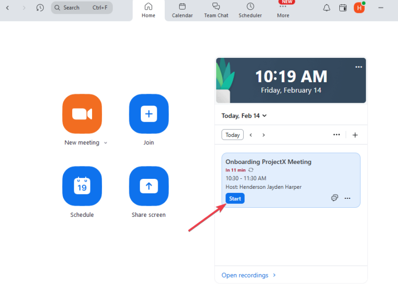 Start Recurring Meeting Zoom