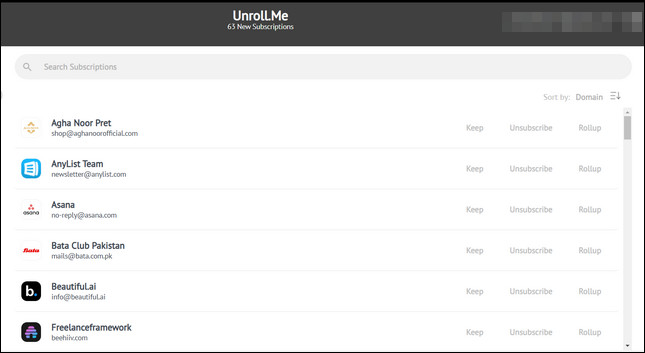 Unroll Me Unsubscribe Option
