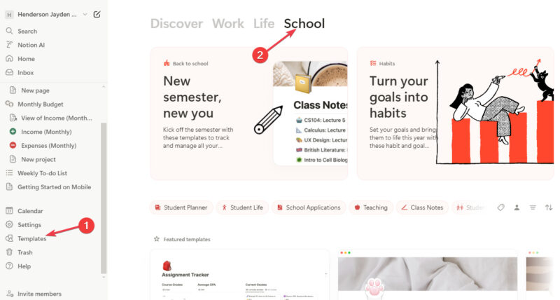 Use Notion Templates For School