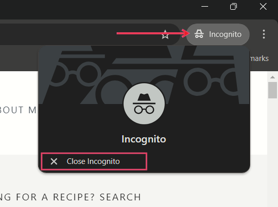 Closing Incognito window in Chrome using extension button. 