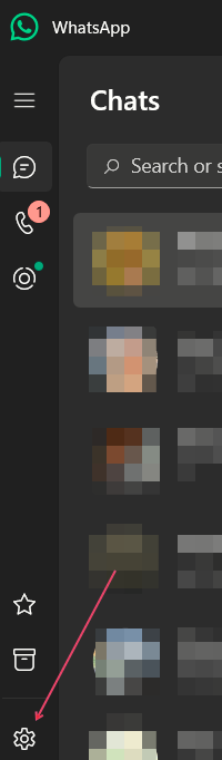 Pressing on gear icon in WhatsApp desktop client.