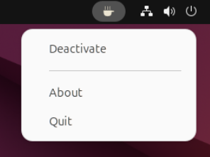 A screenshot showing the system tray indicator for Caffeine.