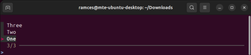 A terminal showing a custom user-made menu using Fzf.