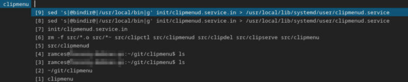 A screenshot showing the default Clipmenu setup in Debian Linux.