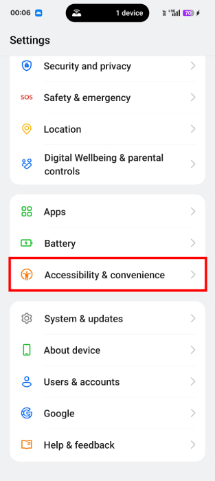 Accessibility Settings In Android
