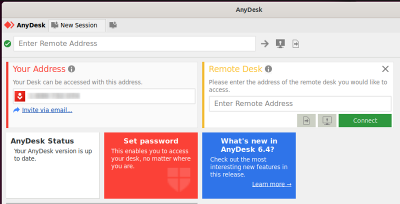 Anydesk Remote Desktop Interface On Linux