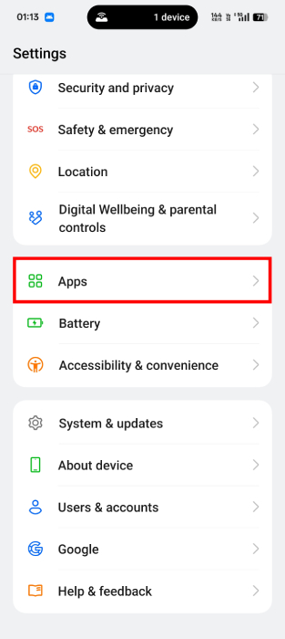 Apps Settings In Android