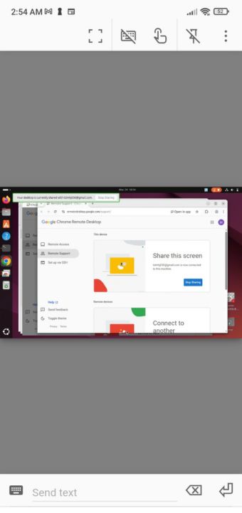 Chrome Remote Desktop Mobile Showing Display Of Linux