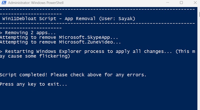 Programs like Skype and Zune Video removed from PowerShell using a script.