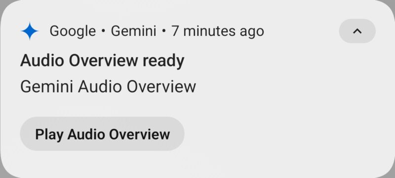 Gemini Notification For Audio Overview