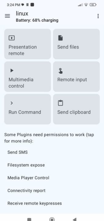 Kde Connect Mobile Interface With Various Features
