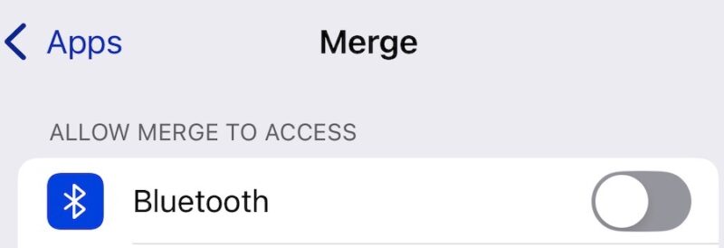 Give Merge Bluetooth permissions on your iPhone