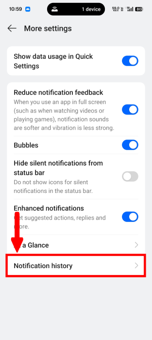 Notification History Setting In Android