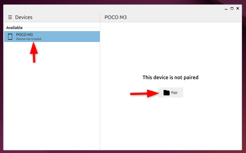 Pairing Mobile Device Using Kde Connect