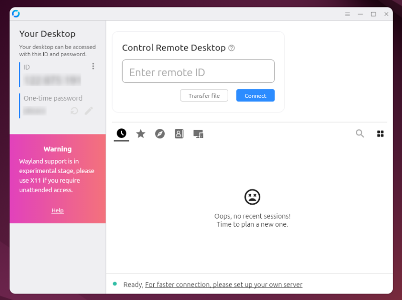 Rust Desk Main Interface Showing Id