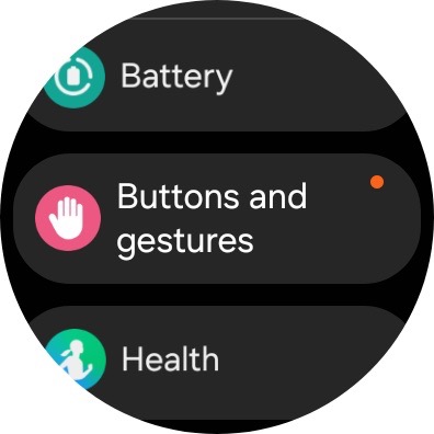 The Buttons and Gestures Tab on a Samsung Galaxy Watch