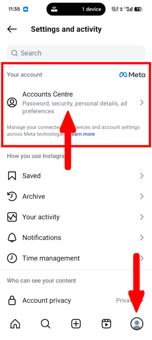 Accounts Centre Settings Instagram