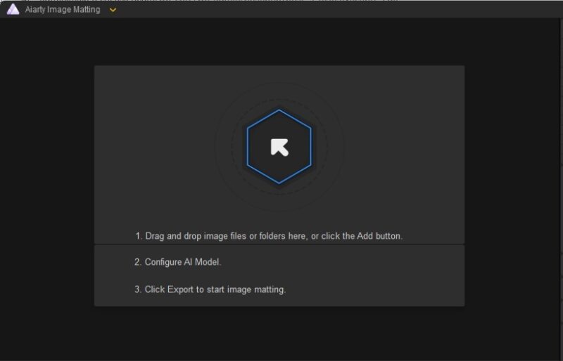 Intro screen when using Aiarty Image Matting.