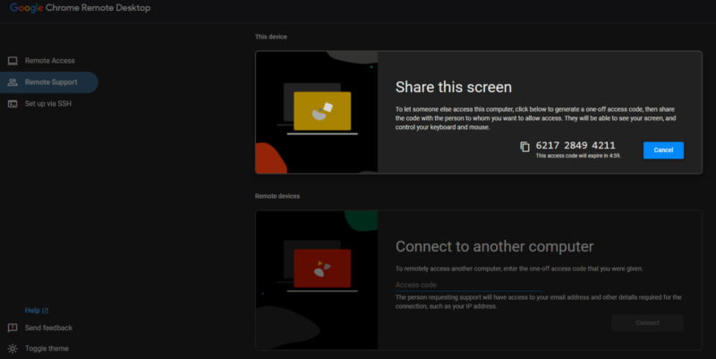 Chrome Remote Desktop extension overview. 