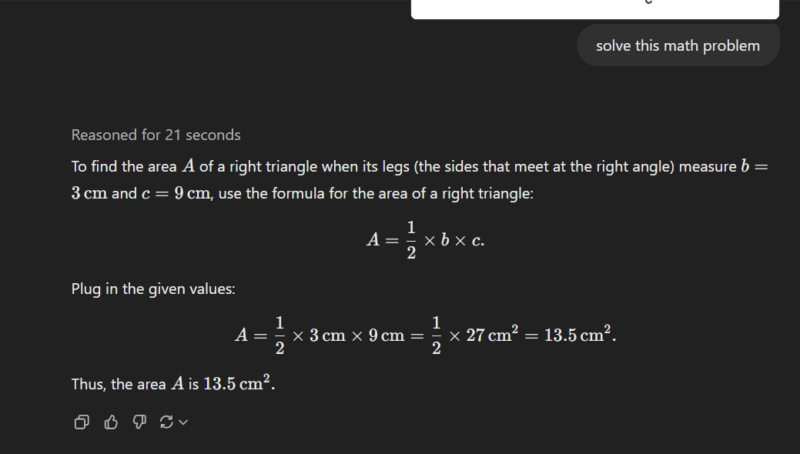 ChatGPT solving a geometry problem