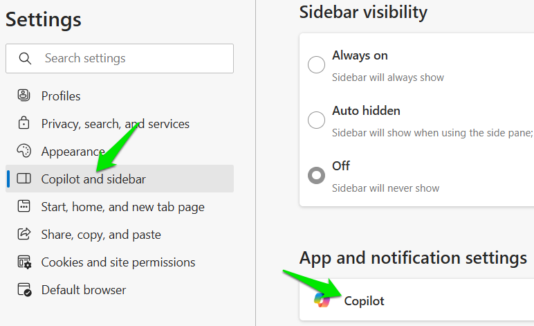 Edge copilot settings