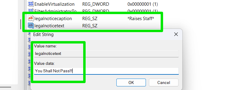 Showing contents of custom message in Windows Registry