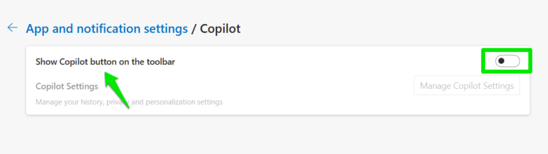 Option to disable Copilot in Edge sidebar