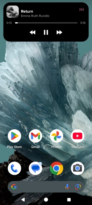Playback controls visible for Spotify app via Dynamic Island by Dynamic Bar on Android phone. 