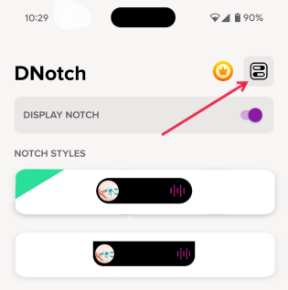 Tapping panel icon in Dynamic Bar app. 