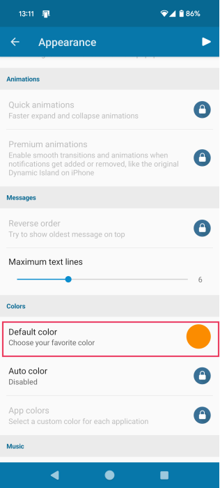 Changing Dynamic Island color in Dynamic Spot app. 