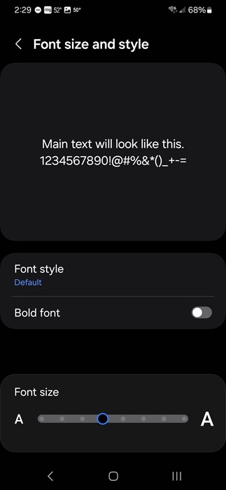 Adjusting the font style and size.