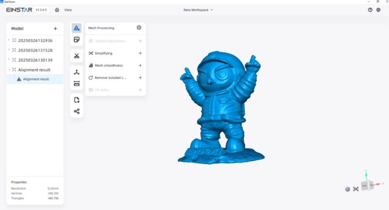 Alignment result view in Einstar Star Vision software. 