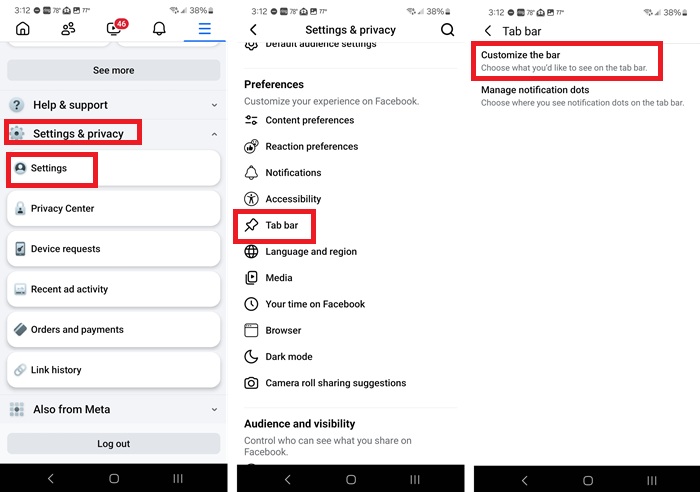 Enabling Friends tab on Facebook.