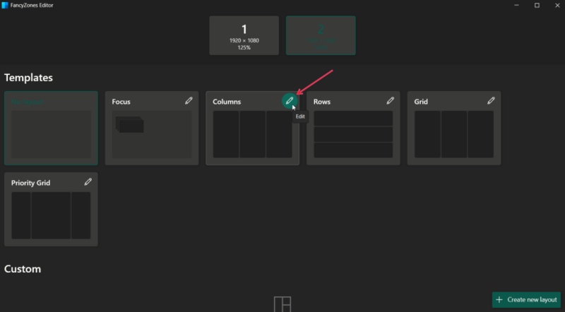 Fancyzones Dual Monitor Pencil