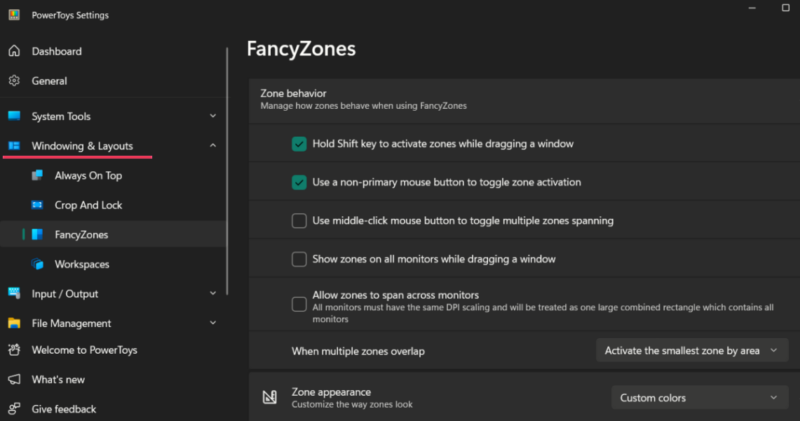 Fancyzones Dual Monitor Zone Behavior