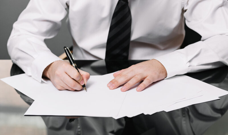 man doing paper work