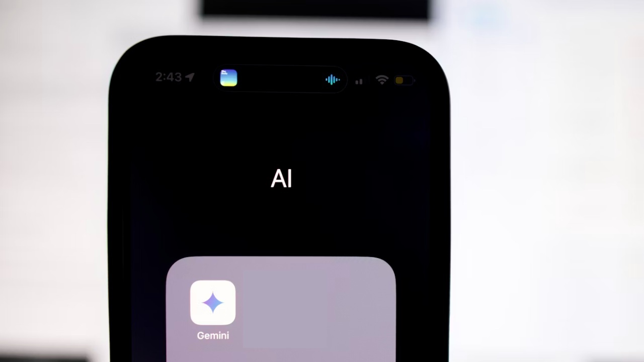 Phone with Gemini icon.
