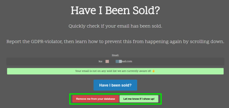 Have I Been Sold email search results