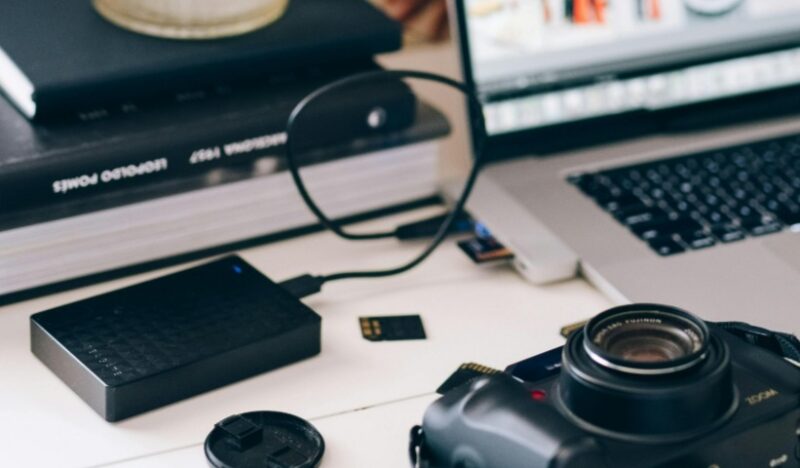 External HDD attached to laptop.