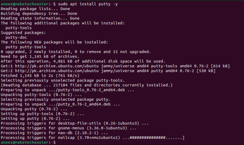 Install Putty Apt