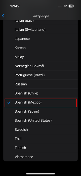 Switching to new Siri language on iPhone. 